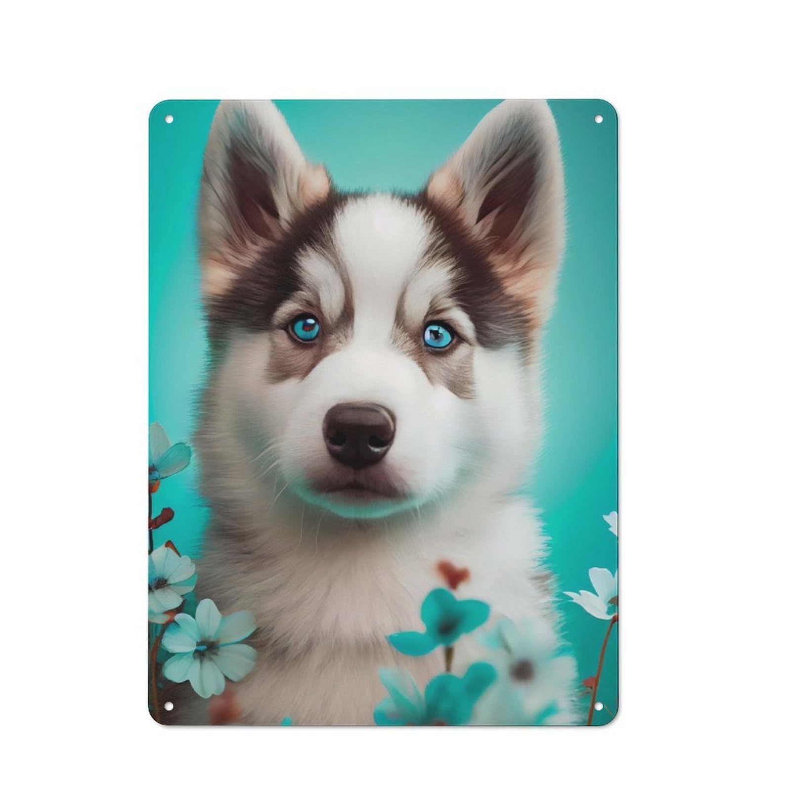 Junmoney Husky Cute Poppy Vintage Metal Plaque 40X30cm For Dining Room Or Kitchen, For Home Decor Collectors Refreshing A Room In Autumn