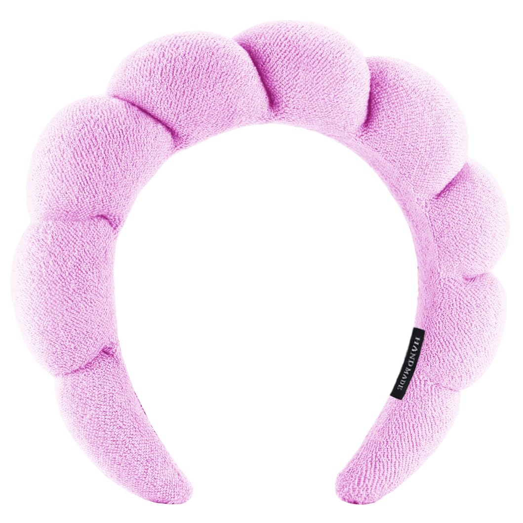 Spa Headbands Puffy Makeup Skincare Headbands for Washing Face or Facial Terry Cloth Fabric Shower Hair Accessory for Makeup Removal Shower Skin Treatment(Purple)