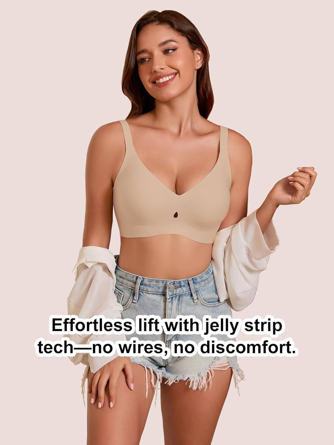 COCOMARTS Jelly Bras for Women No Underwire Seamless Push Up Bra Full Support Comfort Bralettes Wireless Plunge Everyday Bra - Image 6
