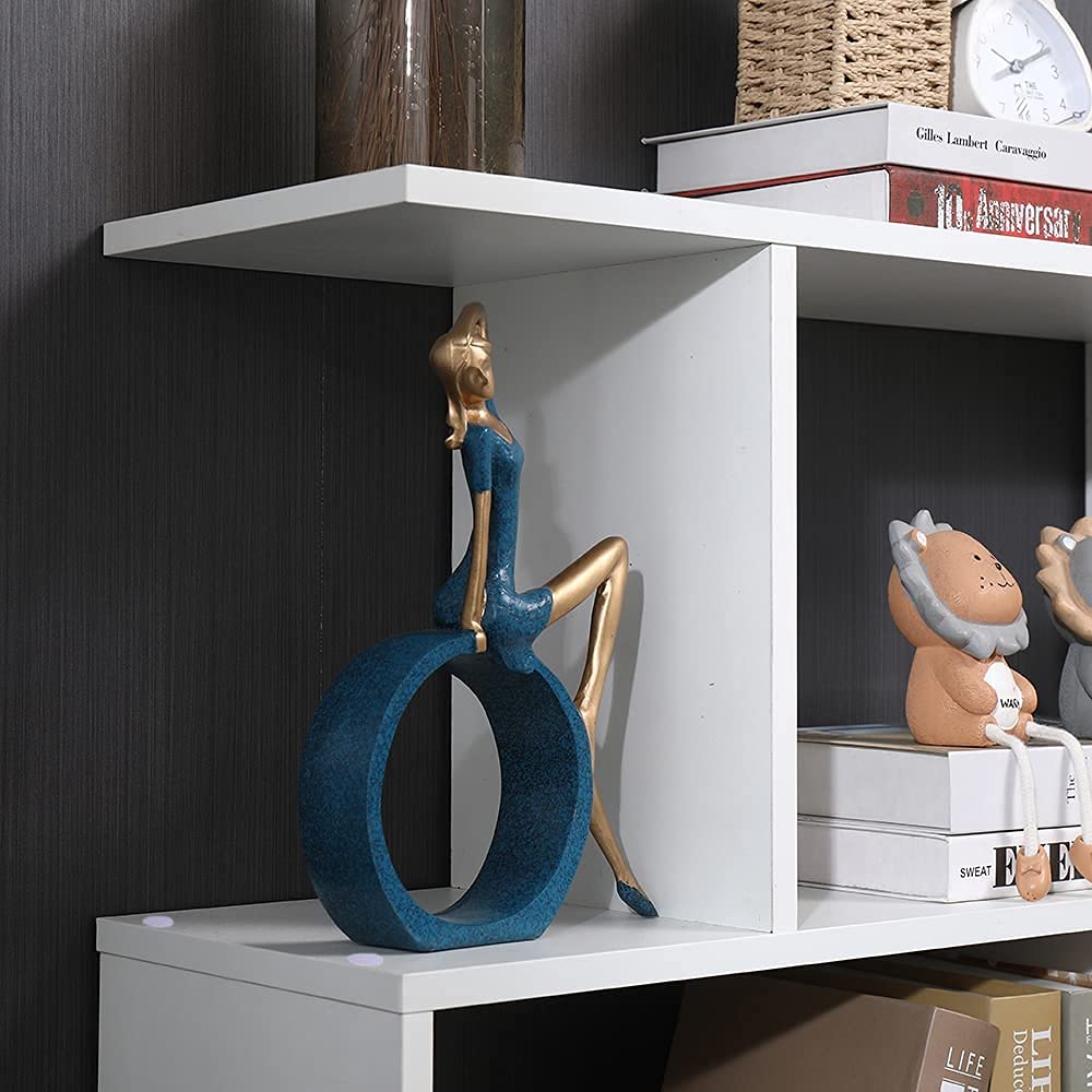 Libreria Scaffale Bianca Ufficio Moderna Contemporanea Bifacciale Divisorio Legno Casa Giorno 70x23.5x96 Autoportante Mensole Scaffali Cubi Muro Design Ingresso Soggiorno-
