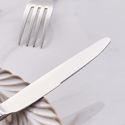 Miniatura 8 de Juego de cubiertos de 20 piezas, acero inoxidable 1810, servicio para 4, moderno juego de cubiertos incluye cuchillos de cena, tenedores, cucharas,