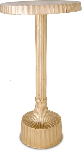 Miniatura 8 de OBJET D'ART ABEL, 21 pulgadas de altura, con acento metálico vintage, laterales, pedestal, coctail y bebidas para sala de estar y espacios pequeños