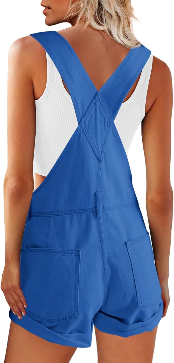 ReachMe Womens Casual Adjustable Bib Overall Shorts Classic Cuffed Hem Shorts Romper Vintage Shortalls with Pockets - Image 7