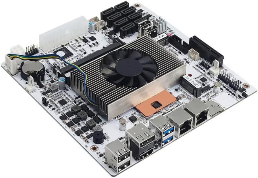NAS Motherboard 8 Bay Core i5 8265U 4C/8T, Mini ITX PC Mainboard White M11, 2 x NVMe PCIe3.0 x2, Dual 2.5GbE i226V LAN, PCIe x4 Slot, TF, HD+DP