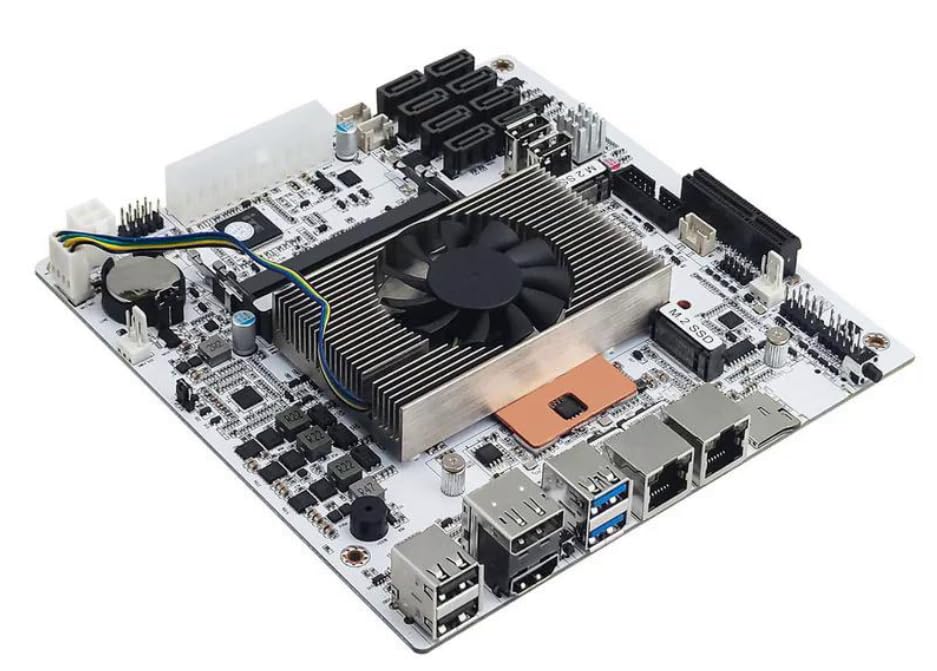 NAS Motherboard 8 Bay Core i5 8265U 4C/8T, Mini ITX PC Mainboard White M11, 2 x NVMe PCIe3.0 x2, Dual 2.5GbE i226V LAN, DDR4 16GB RAM 128GB SSD, PCIe x4 Slot, TF, HD+DP