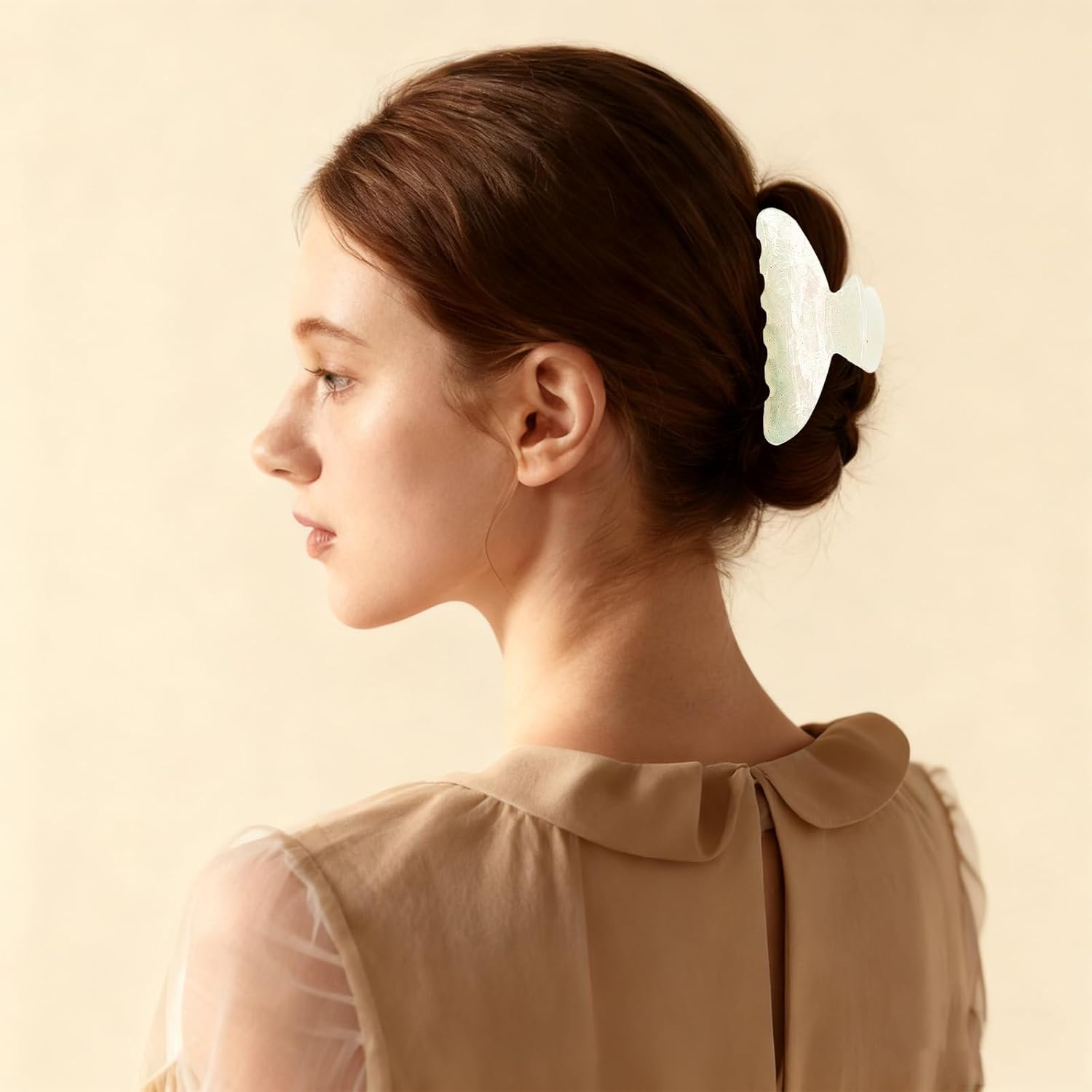 3PCS Claw Clips for Women Large Hair Styling Clips for Thick Thin Hair Acrylic Cute French Clips Non-Slip Pink White Black Hair Styling Accessories Women Girls(Marble) Valentine's Day Gift - Image 4