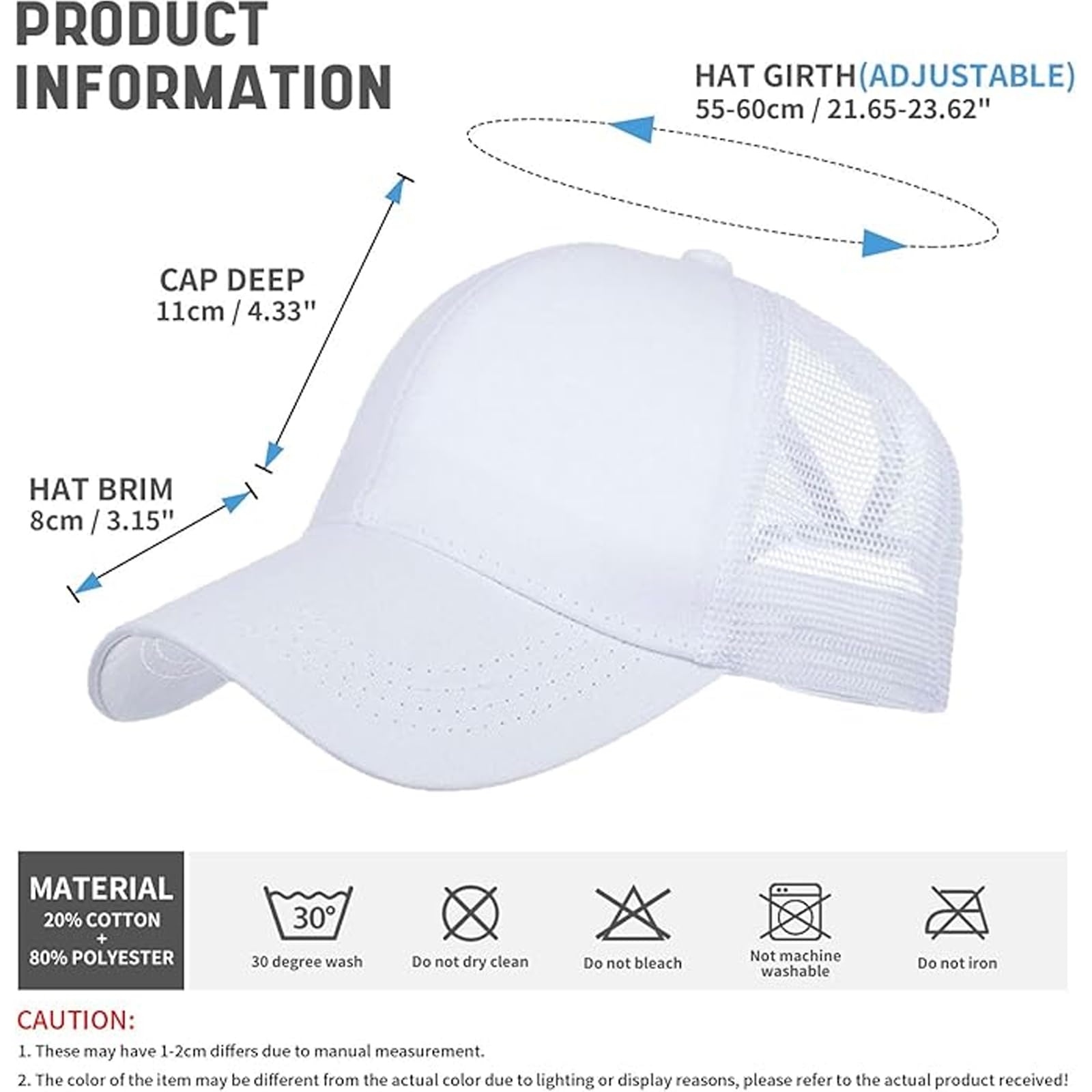InfiniZer Cappelli da baseball da donna con supporto per coda di cavallo, maglia ad asciugatura rapida, cinturino regolabile, accessori essenziali per le vacanze all'aperto