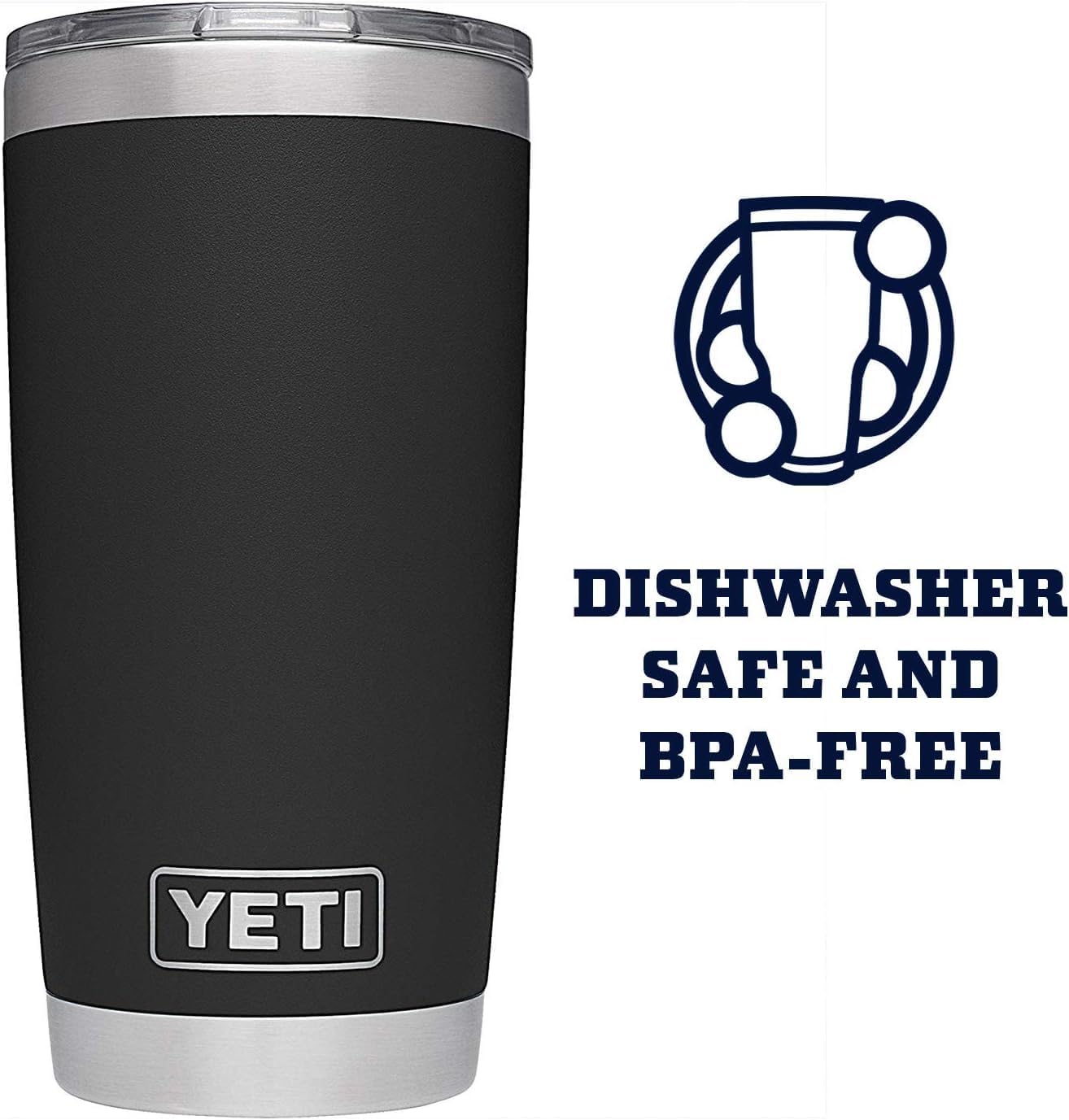 YETI Rambler Tumbler, Vacuum Insulated Stainless Steel Tumbler, Stainless Steel Cups with Magslider Lid, Black, 20 oz