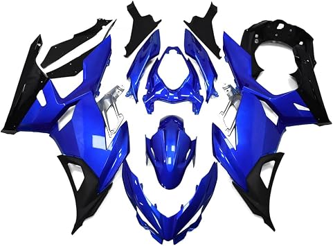 Blue Black Fairing Kit for 2018-2023 Kawasaki Ninja 400 EX400 ABS Bodywork | Injection Molded ABS Plastic Fairings, UV-Protected Clear Coat, Scratch-Resistant, Pre-Drilled Holes, Complete Mount Hardware