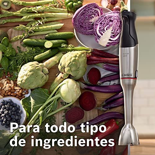 Bosch, batidora de mano, ErgoMaster Serie 6, motor de 1000 vatios con sistema de refrigeración por aire, control dinámico de velocidad, QuattroBlade System Pro, accesorios incluidos, MSM6M810 - imagen 10