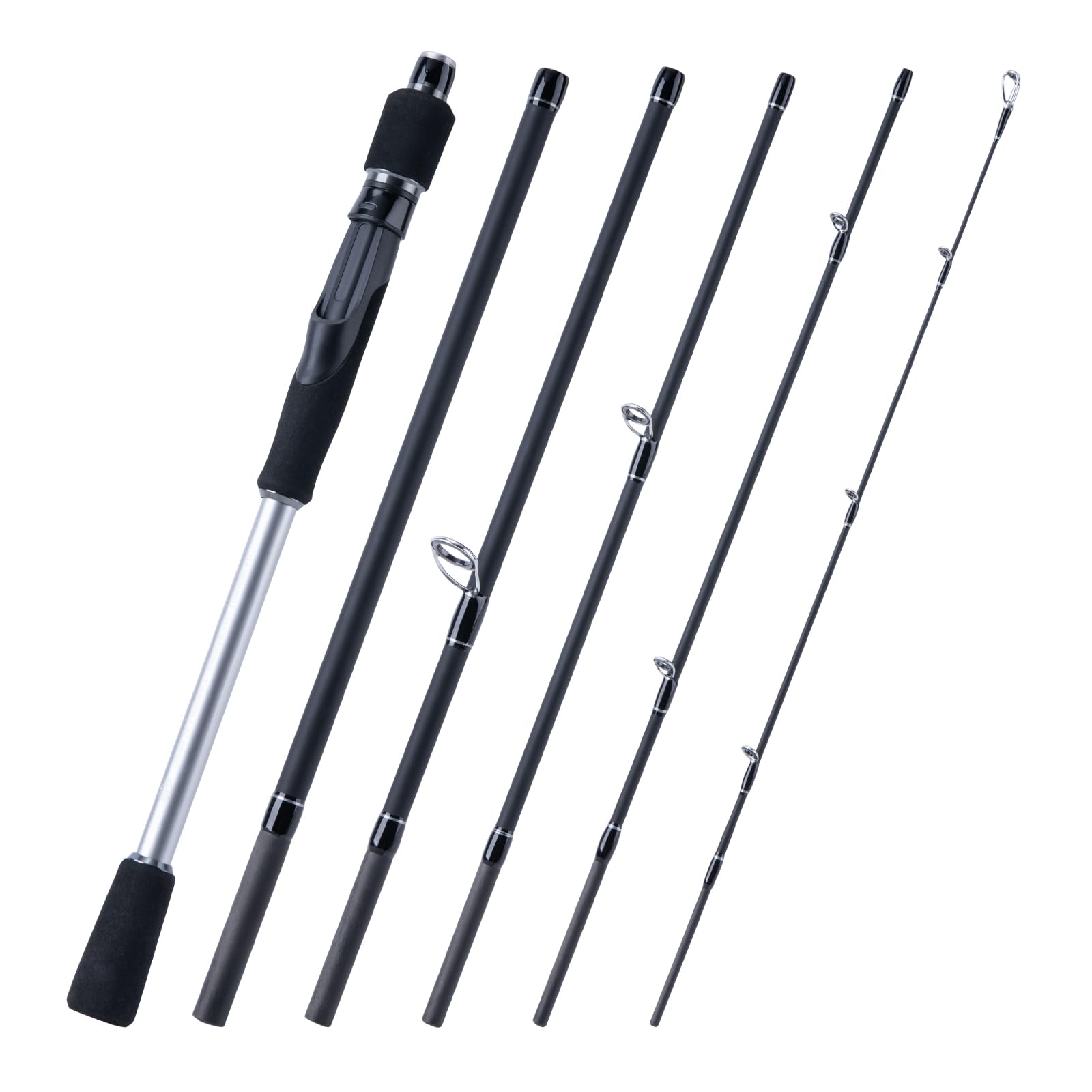 GotureTravel Fishing Rod - Spinning Fishing Rods - Portable 6 Sections Adjustable Lightweight 24T Carbon Fiber Fishing Rods, Saltwater Freshwater Trout Bass Walleye, 7FT Impact Series