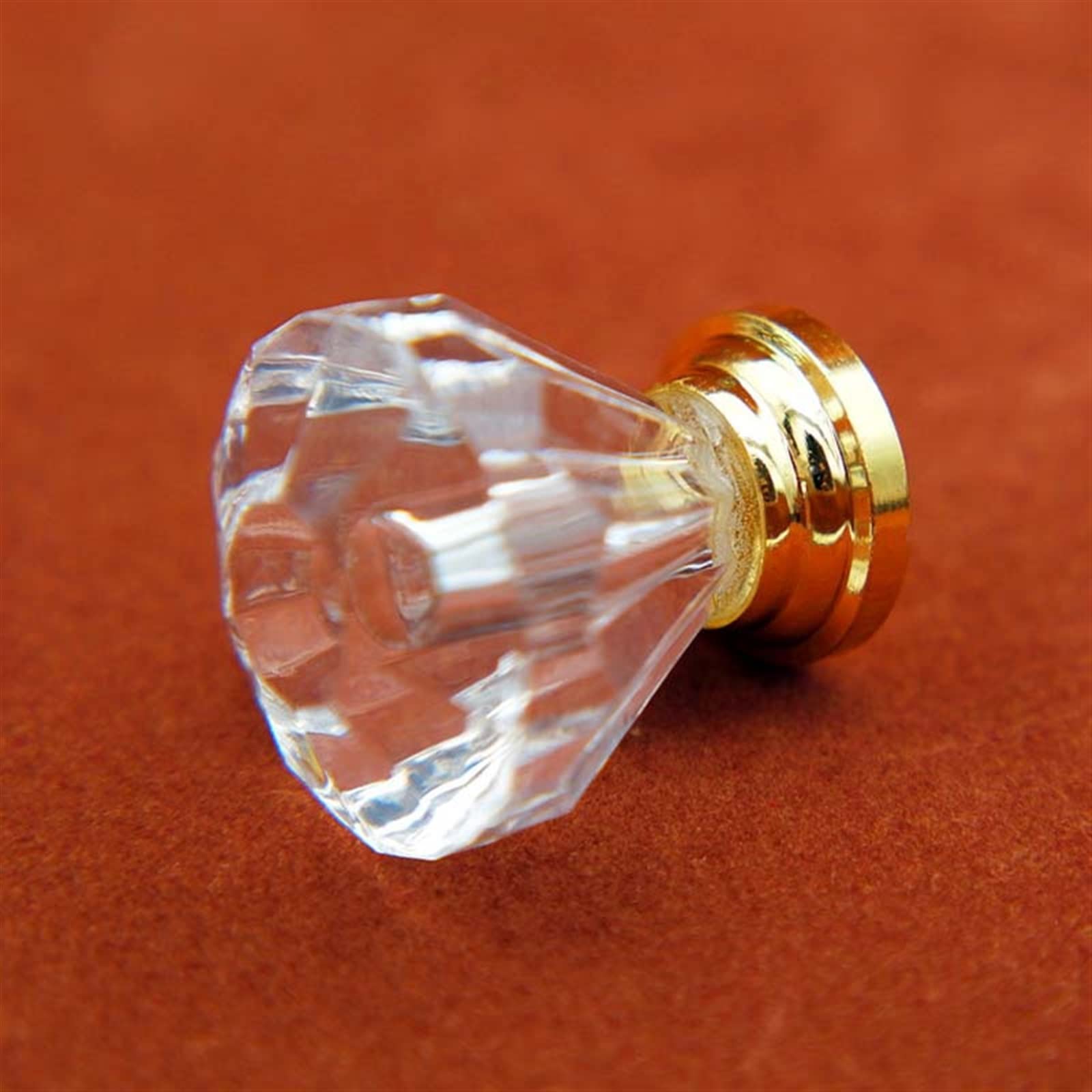 Boutons de tiroir en cristal chic et socle doré pour armoire