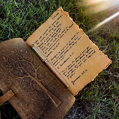 Leather Village Tree Of Life Journal – 8 X 6 (A5) Inches – 200 Antique Deckle Edge Handmade Paper – Book Of Shadows – Cappuccino Brown Color - Vintage Leather Bound Journal For Women & Men #TOP4