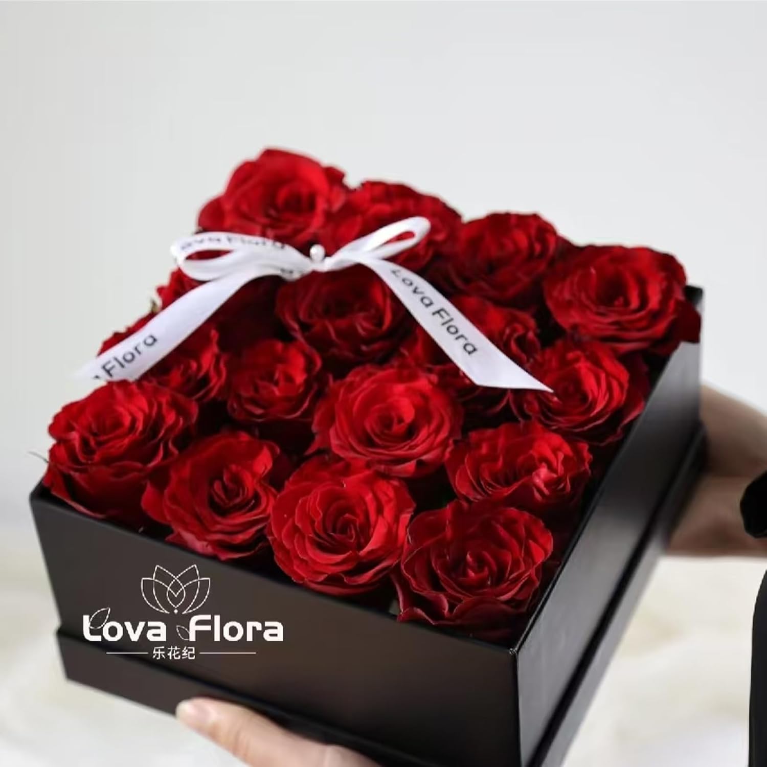 Birthday Gift Red Rose Preserved Flower Square Gift Box Beautifully Wrapped Rose for Christmas Mother's Day and Valentine's Day