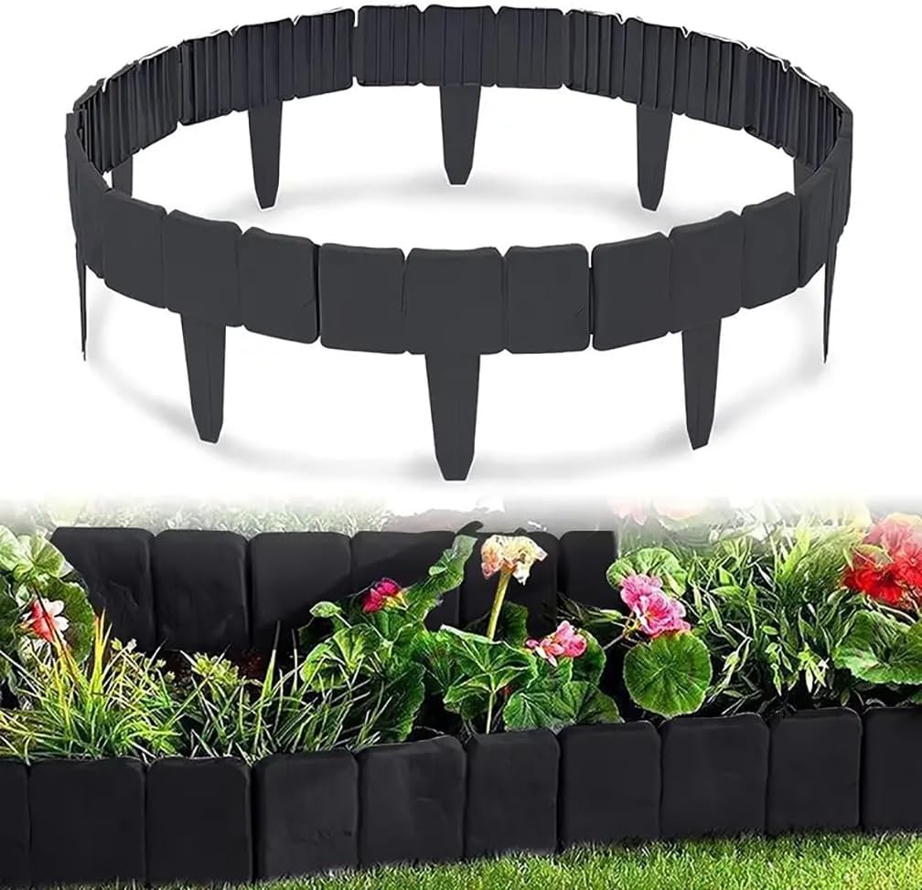 Landscape Garden Edging Border No Dig 20 pcs Gray Stone