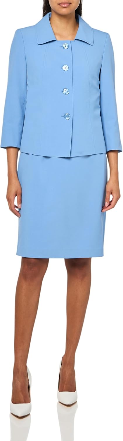 Le Suit Women's Four Button Boxy Blazer & Dress, 2pc Set