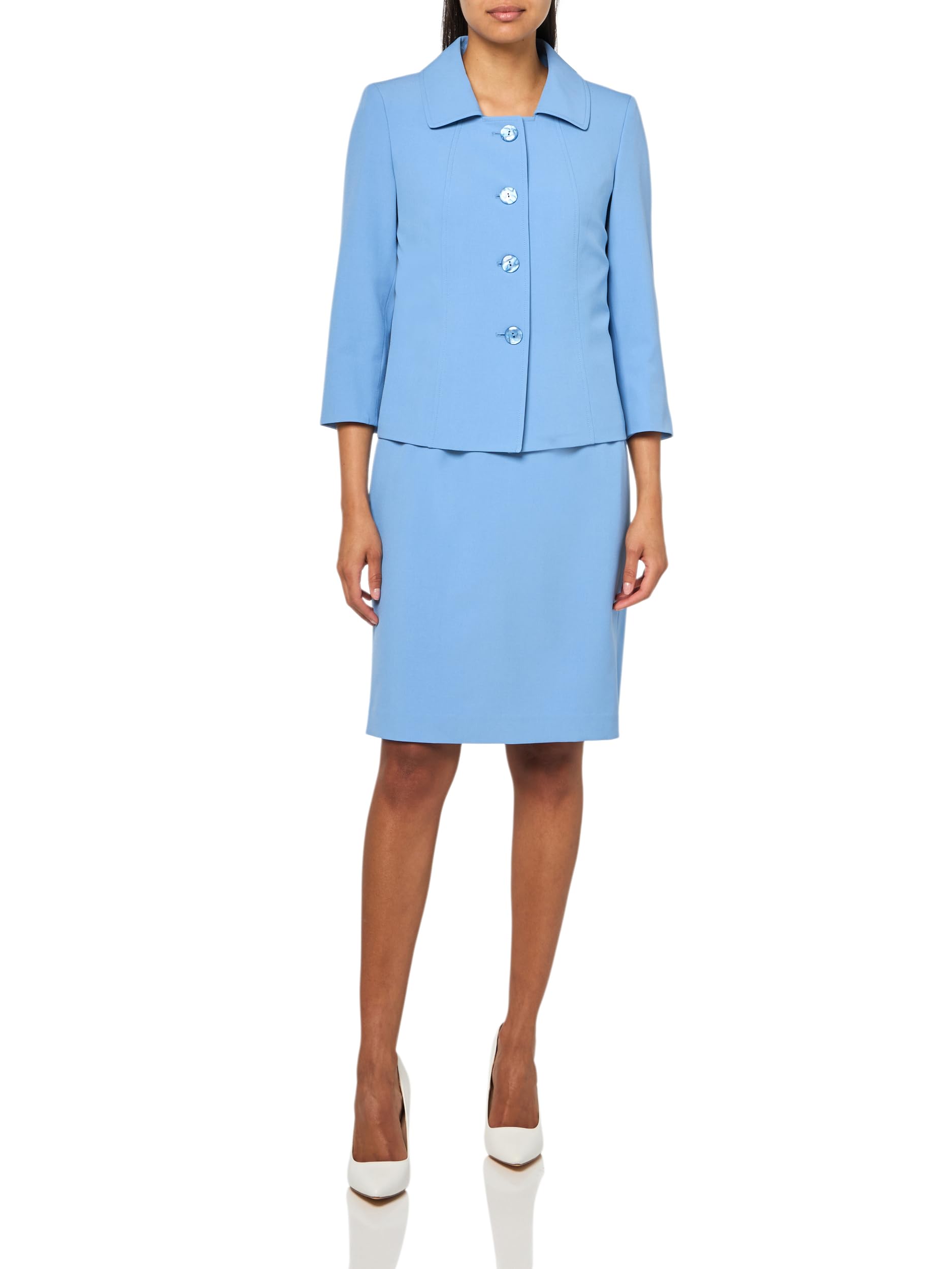 Le Suit Women's Four Button Boxy Blazer & Dress, 2pc Set