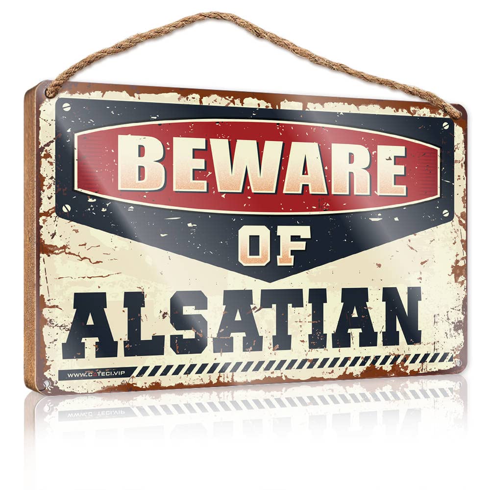 YYHLEH Funny Wall Signs Beware Of Alsatian Wooden Sign(20X30CM)