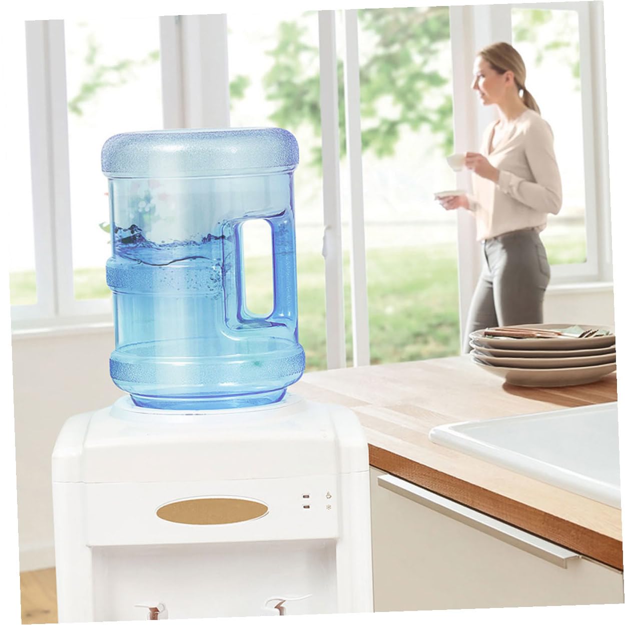 Abaodam Contenitore Forma Ampia da 5l per Acqua Portatile in PC Leggero Chiusura Ermetica Riutilizzabile e Adatto a Lavoro e Fitness