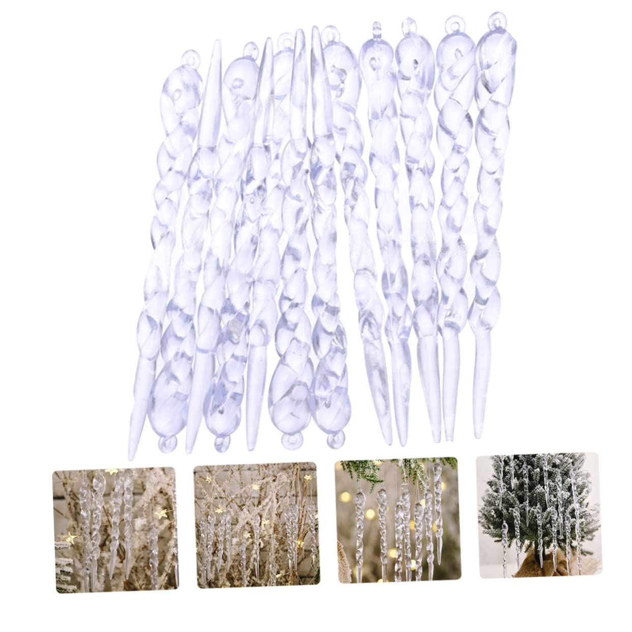 PRETYZOOM 2 Set Di Ornamenti Artificiali in Acrilico Per Lalbero Di Natale Per Natale E Decorazioni Per La Casa 48 Pezzi * 2