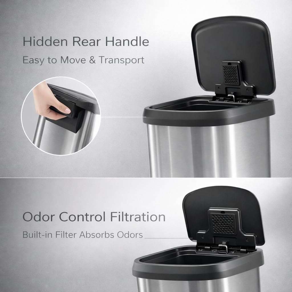 21 Gallon Kitchen Trash Can with Lid, Stainless Steel Step Garbage Can with Soft Close Lid and Foot Pedal, Large Capacity Waste Bin for Kitchen, Home, Office
