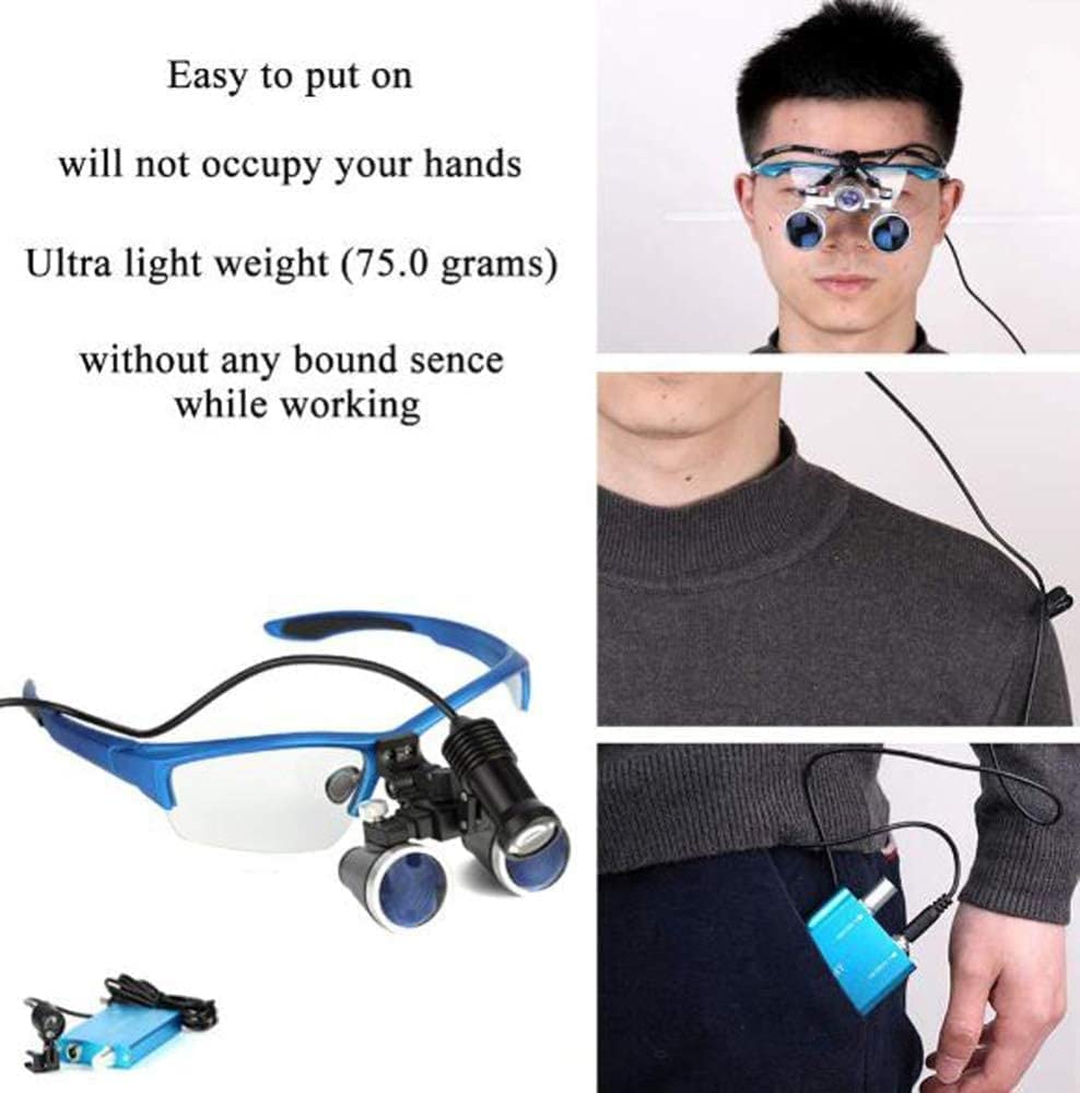 Lupa Binocular, Lupa De 3,5X Y 420 Mm, Lupa con Diadema Manos Libres, con Faros, con Práctico Estuche De Transporte, para Aficionados, Electricistas Y Joyeros.