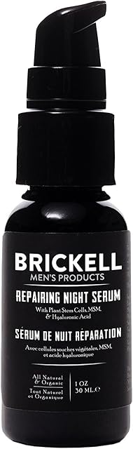 Brickell Men's Anti Aging Repairing Night Serum for Men, Natural and Organic, Vitamin C Face Serum to Repair Damaged Skin Cells, Diminish Wrinkles and Fight Inflammation, 30 ml, Scented