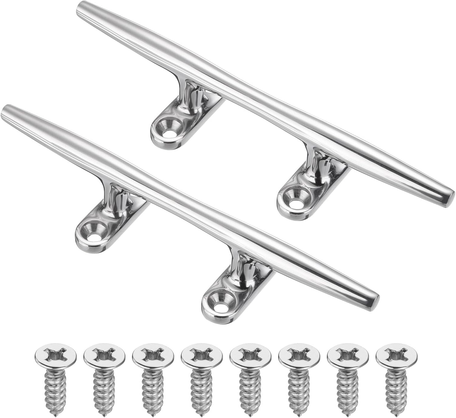 PATIKIL Boat Dock Cleats, Stainless Steel Marine Open Base Dock Cleats Rope Cleat with Fasteners for Boat Deck Kayaks Nautical Decor Hook