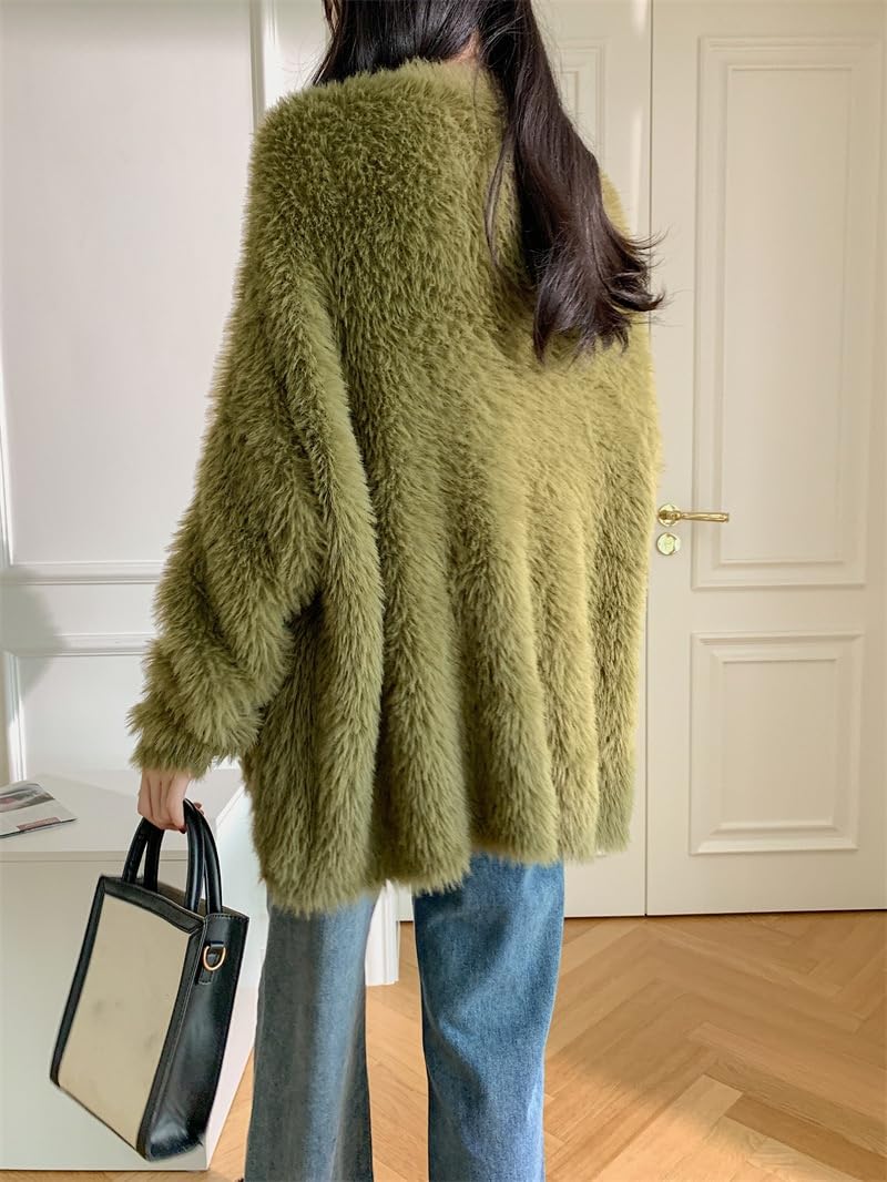 Chaqueta Punto Mujer,Cárdigans De Mujer Suéter De Punto Difuso Tops con Botones Delanteros Abiertos Cárdigans De Punto Suéter De Lana Suave Y Cálido De Invierno Abrigos De Gran Tama
