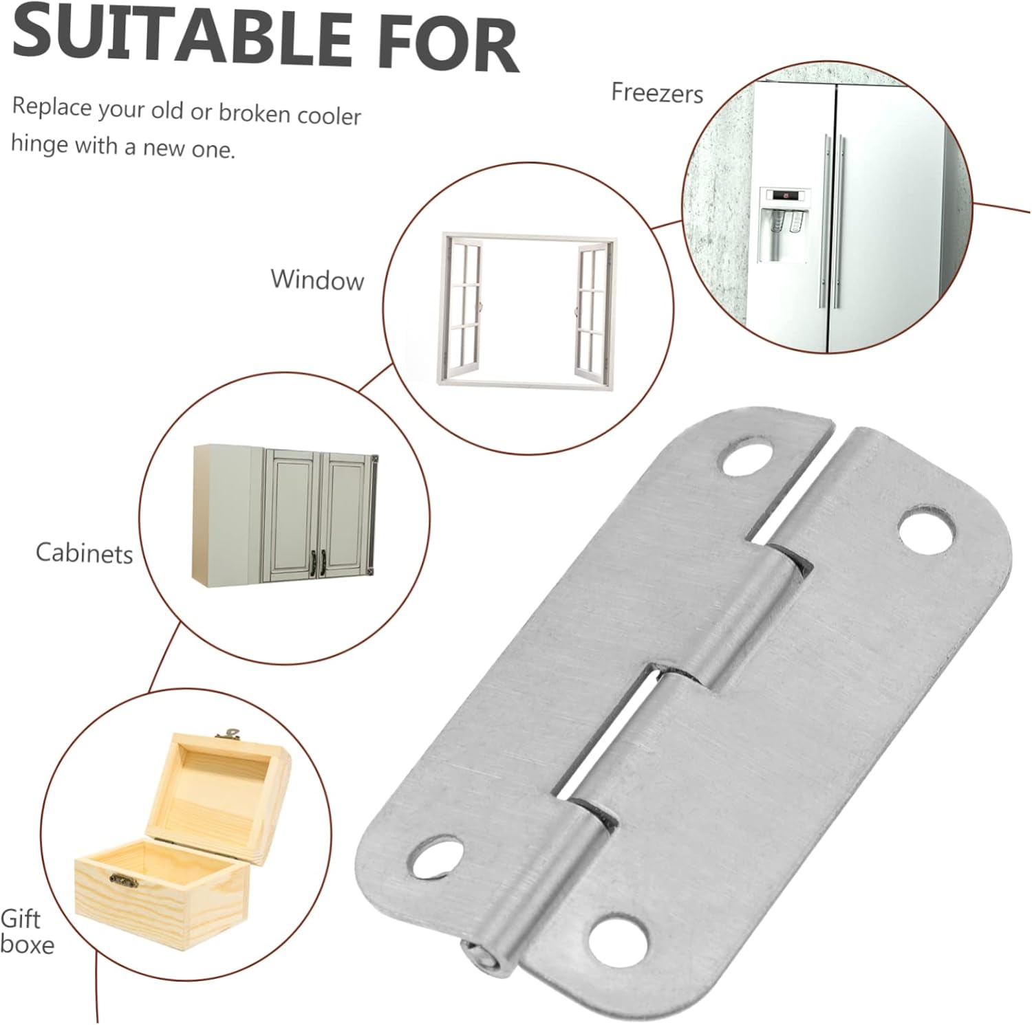 Cabilock 18pcs Stainless Steel Cooler Replacement Hinges for Coolers and Easy to Install Hinge Kit for Freezers and