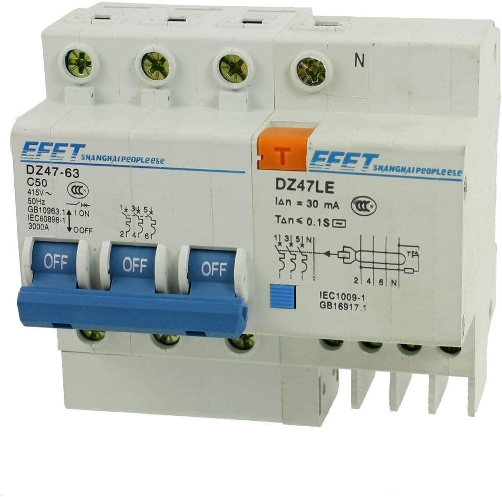 DZ47-63 C50 3P Miniature + DZ47LE -Professional - Leakage Circuit Breaker
