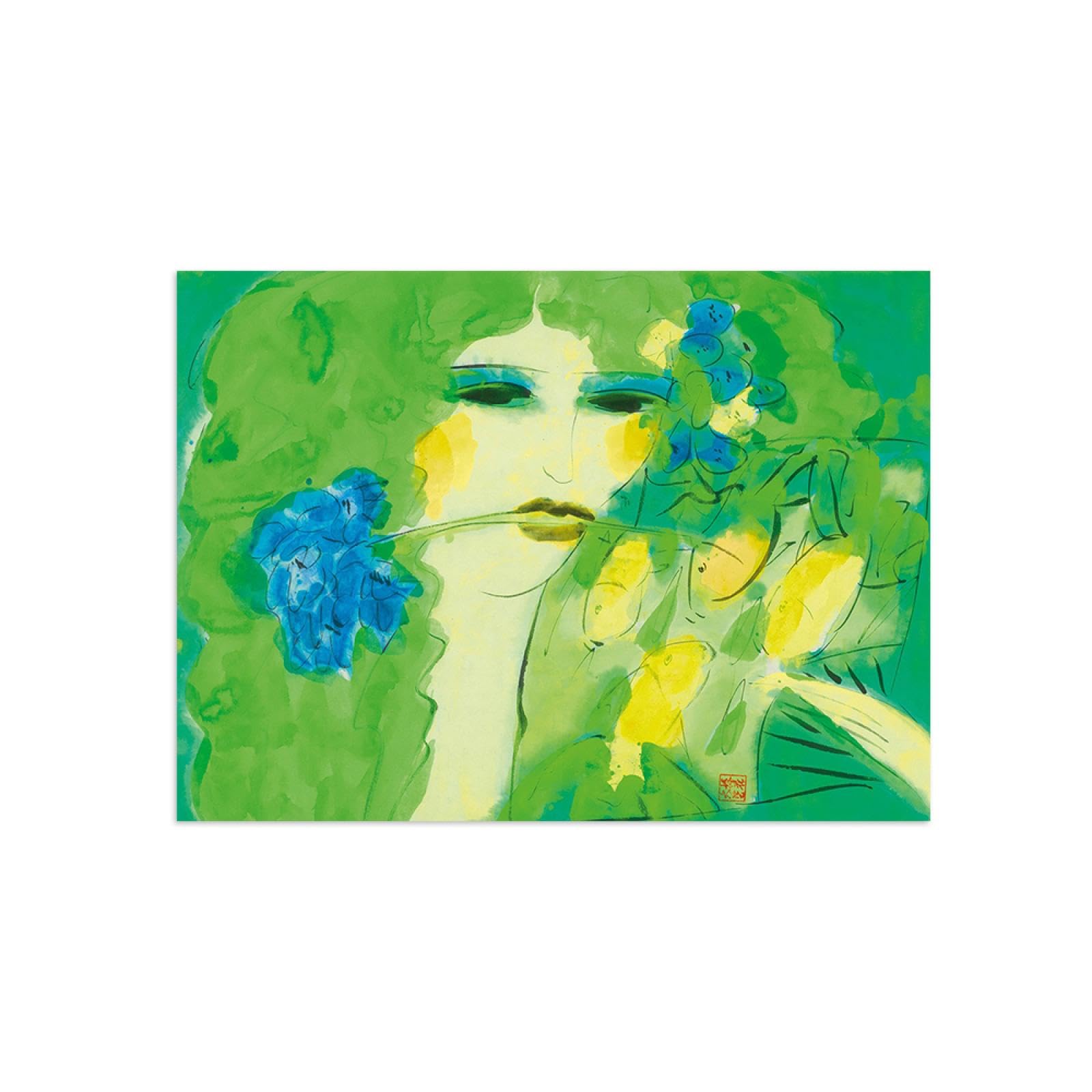 LXURY Walasse Ting Cuadros-Famosa Cuadro en Lienzo-Lienzos Decorativos Salon-Reproducciones Impresión en Lienzo-Dama con abanico 70x100cm28x39inch Sin Marco
