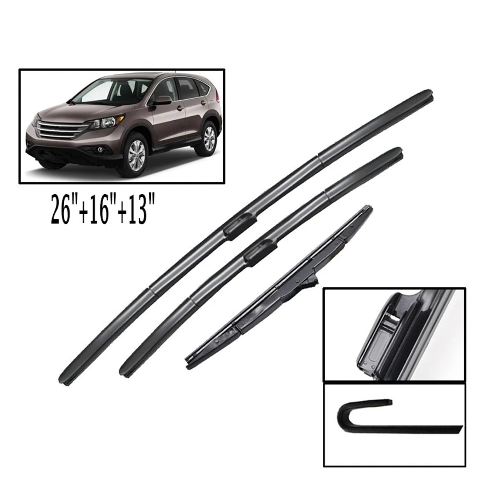 per CRV per CR-V MK4 2012-2016 Kit di spazzole tergicristallo Anteriori e Posteriori da 26"+16"+13" per Parabrezza e finestrini
