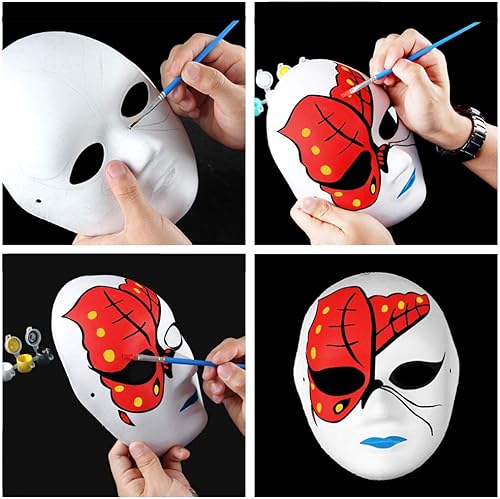 Miniatura 4 de Paquete de 12 máscaras faciales completas de papel maché, máscaras blancas para manualidades, máscaras pintables, máscaras de disfraz en blanco para
