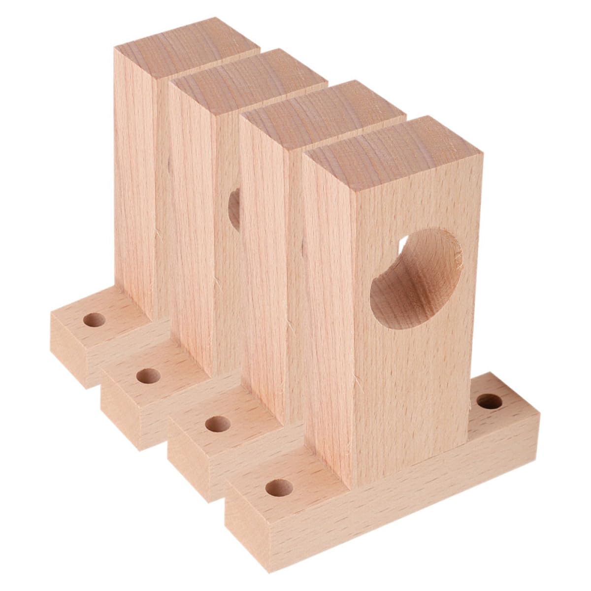 Supports en bois naturel pour tringles rideaux et placards de salle de bain