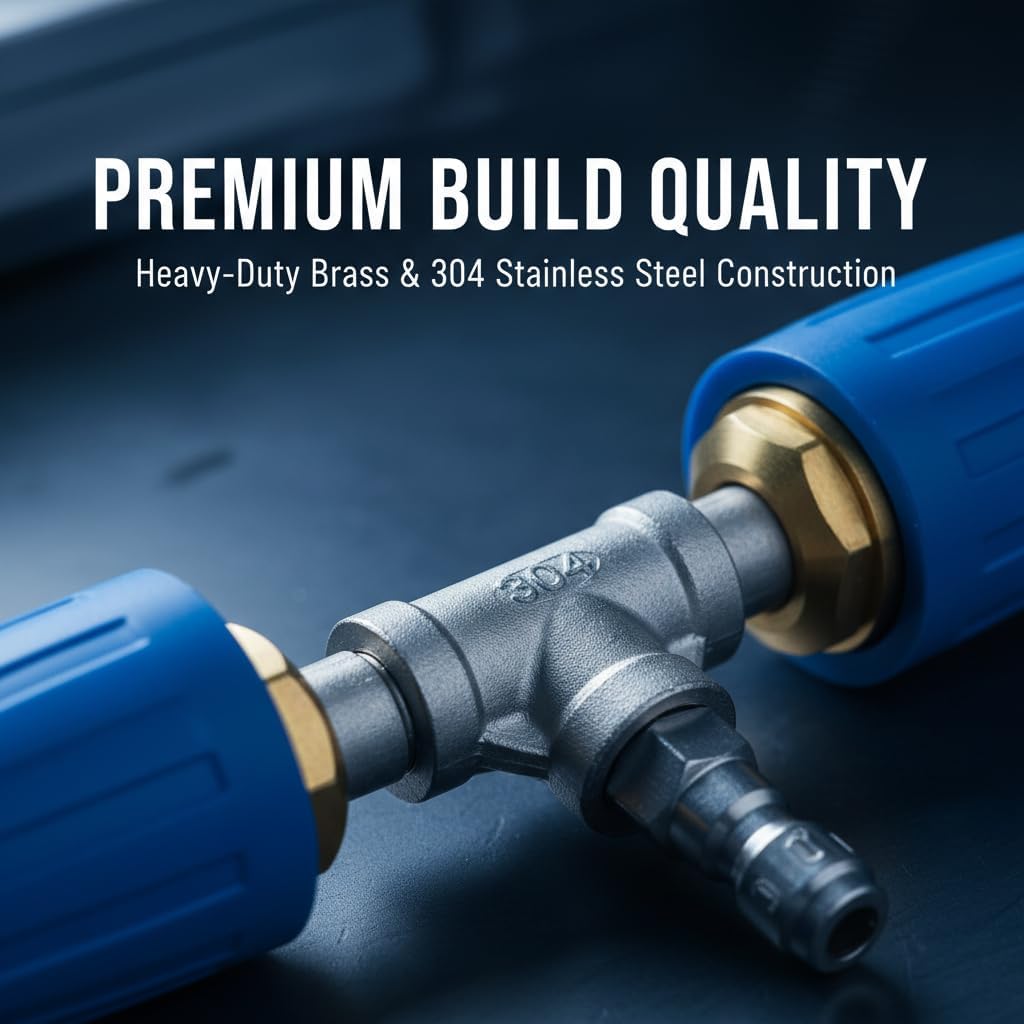 Quadruple Turbo Nozzle Pressure Washer, 360° Multi-Jet Spray Head with Universal 1/4 Inch Quick Connect, High Flow for Outdoor Surface Cleaning (Triple Nozzle)