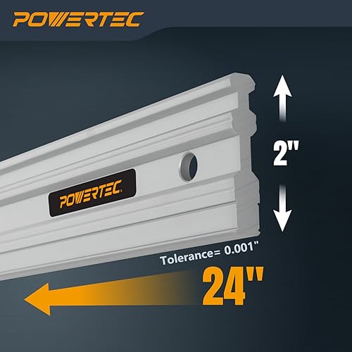 Miniatura 3 de POWERTEC Borde recto de aluminio de 24 pulgadas, herramienta de maquinista de precisión, tolerancia de 0.001 pulgadas, construcción sólida de una