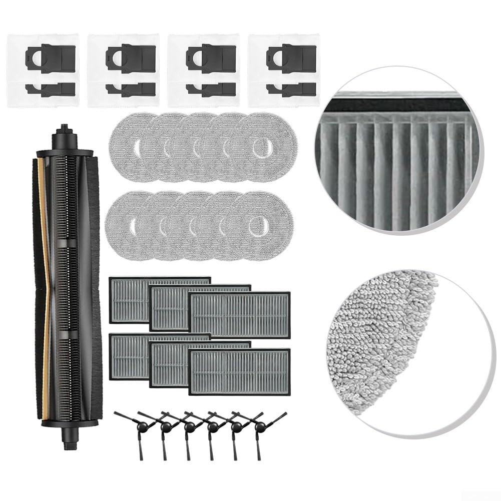 Mova-E40 Ultra, para aspiradora robot Trouver-E40 Ultra, kit de piezas de repuesto con cepillo de rodillo, cepillos laterales, filtros HEPA, almohadillas de fregona, bolsas de polvo para