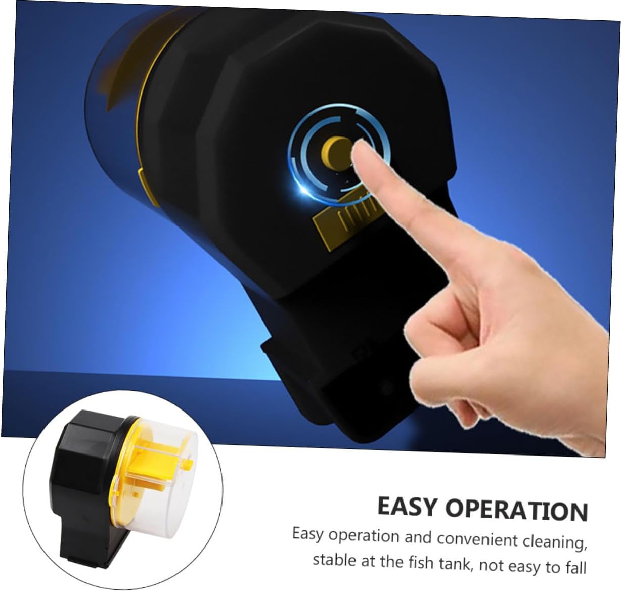 YARNOW Automatic Fish Feeder for Aquarium and Turtle Tank, Adjustable Timer Feeding Tool with Large-Capacity Yellow Feeding Tank, Suitable for Vacation and Small Aquariums