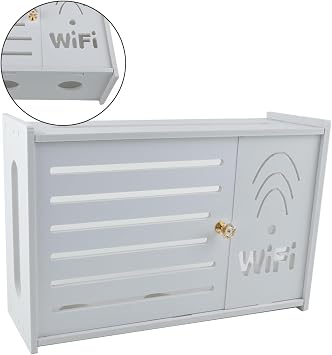 Wifi Box Cover,Wall Mount WIFI Router Storage Box,for Wireless Router, WiFi, TV Box and Gaming Console,Plastic Router Organizer(E)