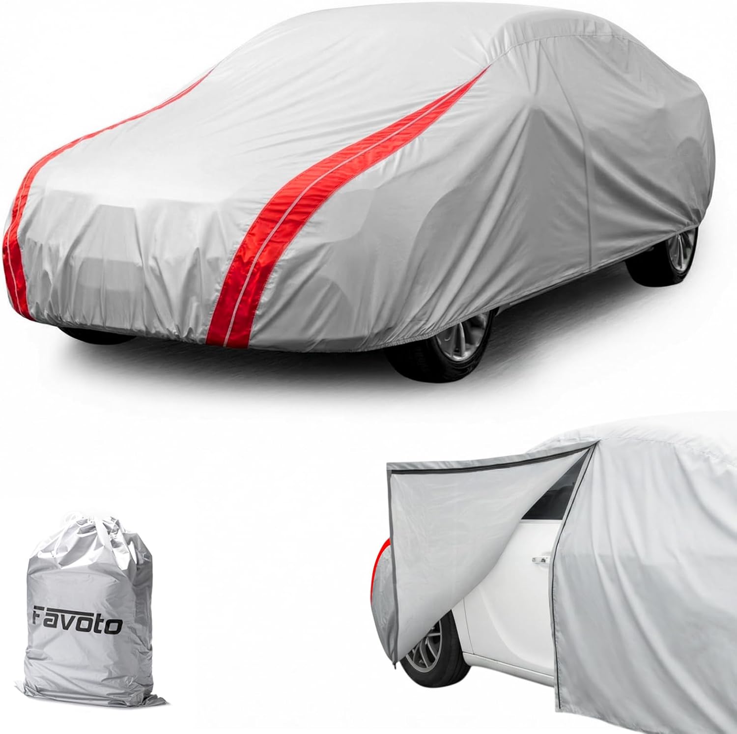 Favoto Sedan Car Cover Waterproof - Custom Fit for Toyota Camry 1996-2025, Honda Accord 2001-2025 Outdoor All Weather for Automobiles Sun Rain Dust Protection Full Exterior Cover