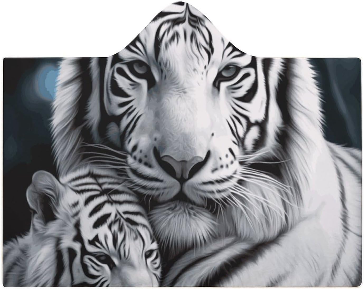 White Tiger Wearable Fleece Blanket with Hood for Men & Women Oversized Hoodie Blanket Soft Cozy Gift-
