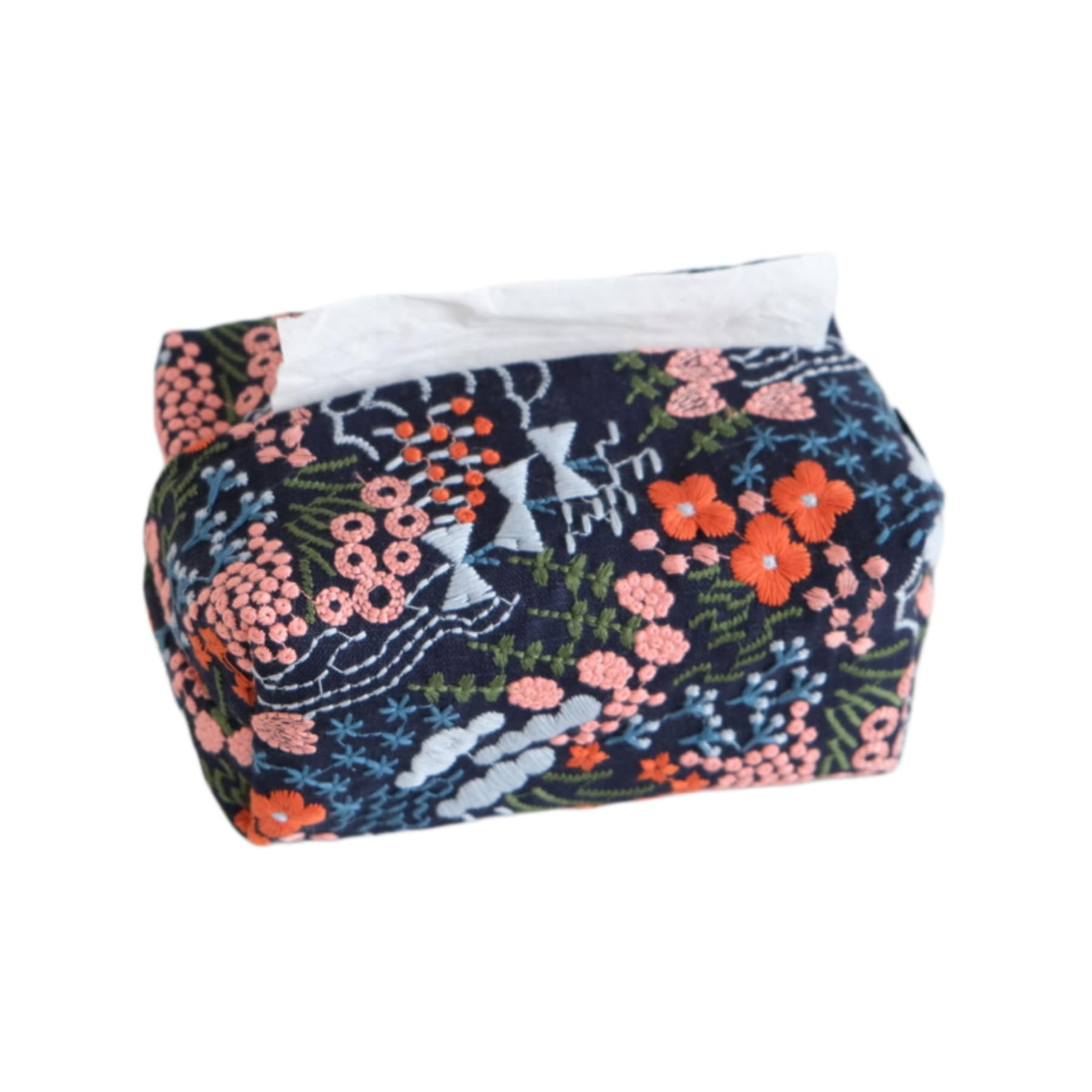 Washable Embroidered Fabric Rectangular Tissue Box Cover Home Decor