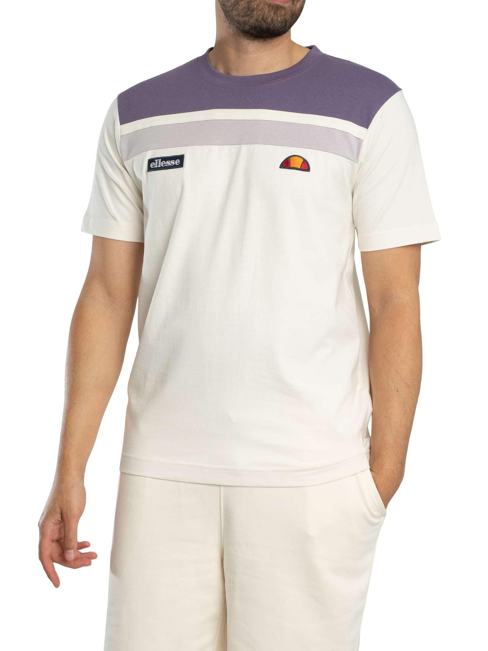 Ellesse Men's Vignola T-Shirt, Off White/Lilac, XL