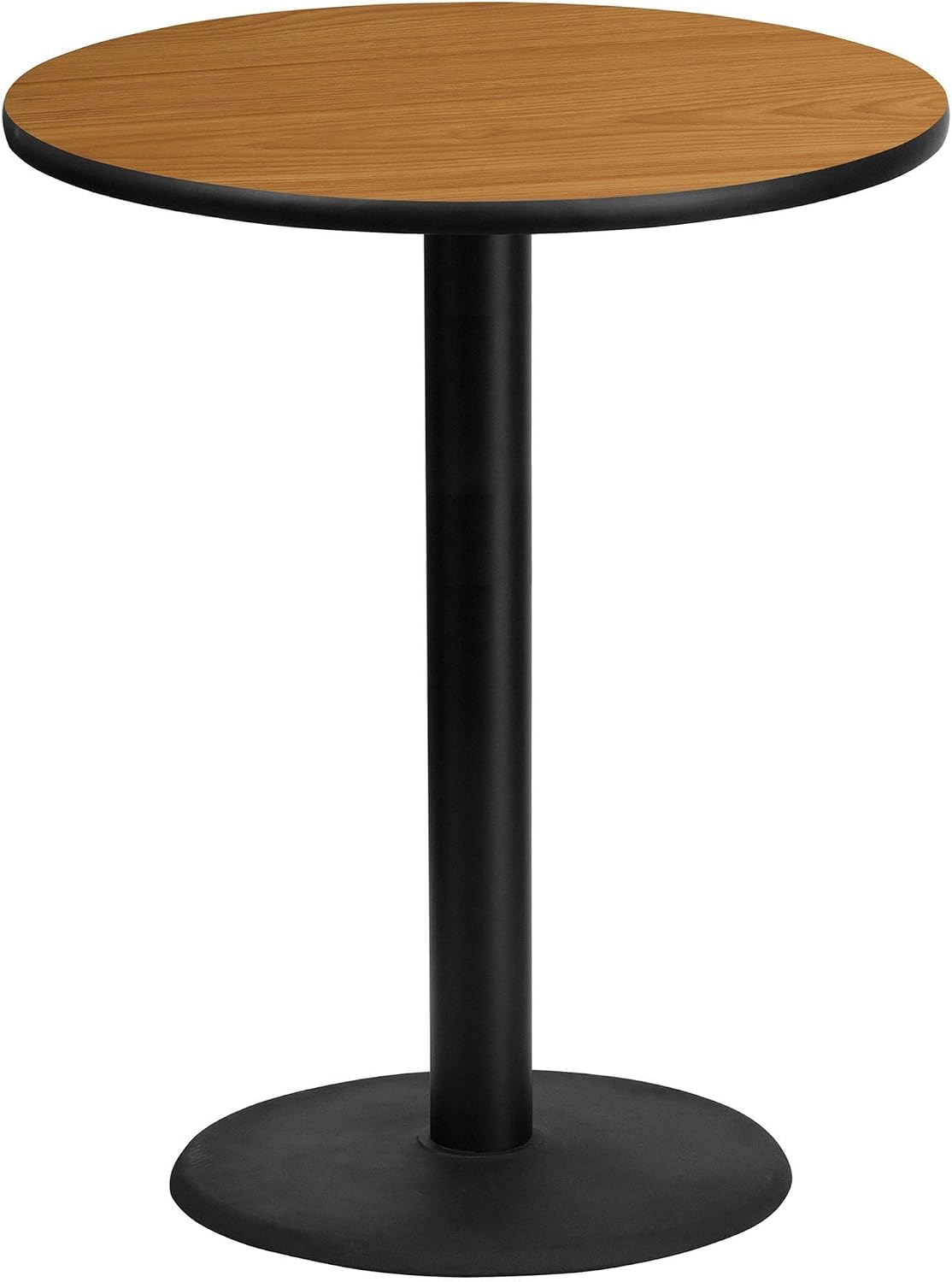 BOWERY HILL 30" Round Pub Table, Black and Mahogany Finish, Mahogany Laminate Top, Cast Iron Base, Protective Edging, Bar Height Table for Restaurant, Rec Room, or Home Use
