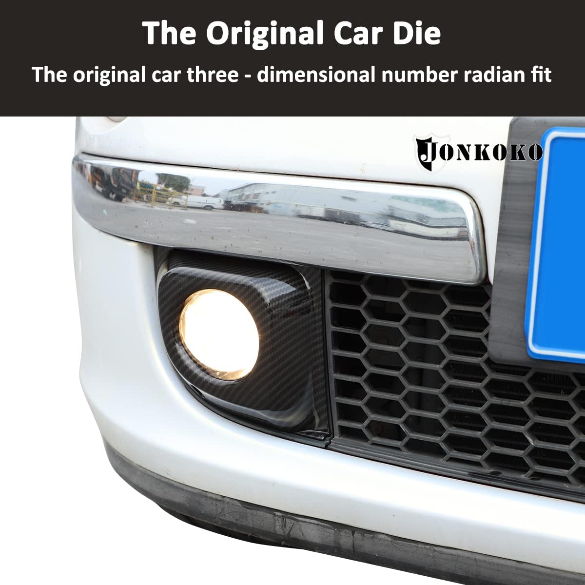 ABS Car Front Fog Light Frame Lamp Ring Cover Trim for Fiat 500 2011 2012 2013 2014 2015 Exterior Decoration Fog Lamp Frame Trim Accessories 2pcs (Carbon Fiber)