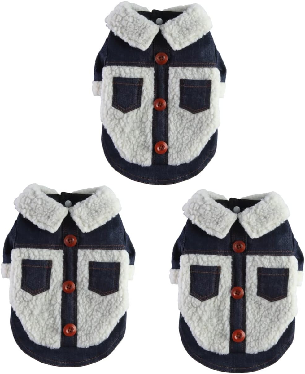 Angoily 3pcs Warm Dog Jacket Stylish Windproof Pet Coat for Cold Weather Adorable Fleece Clothing for Dogs for Breeds Reusable and Easy to
