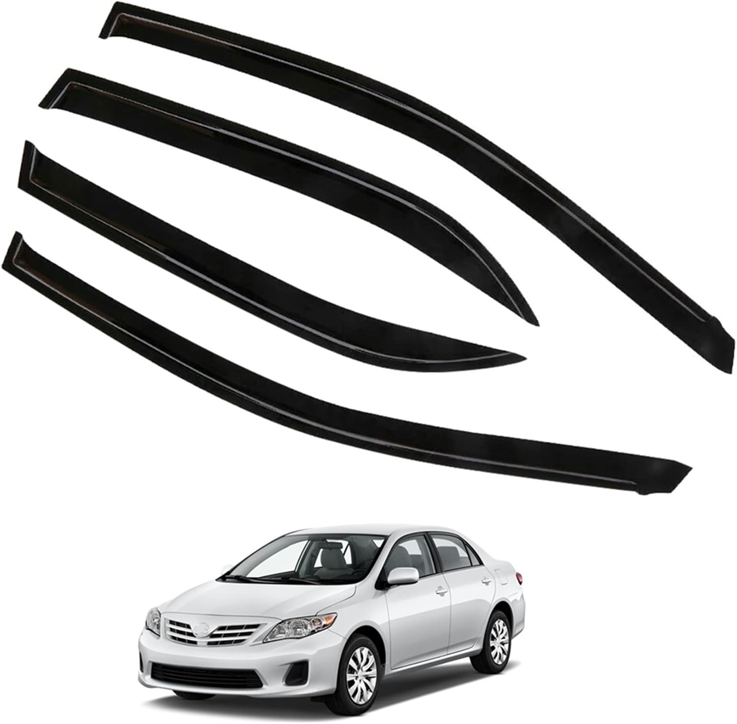 Ventvisor Side Window Deflector Dark Smoke 4-Piece Set Replacement for Corolla 2009 2010 2011 2012 2013