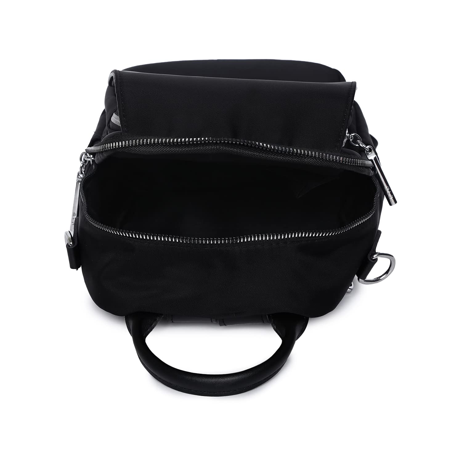 Haute Sauce Solid Black Backpack for Women & Girls | college bag for women | Bag For Women | Trendy, Cute, Fancy, Stylish, Backpack, Bagpack, Handbag, Backbag | 2 compartments | 3 Handles | 1 keychain 4