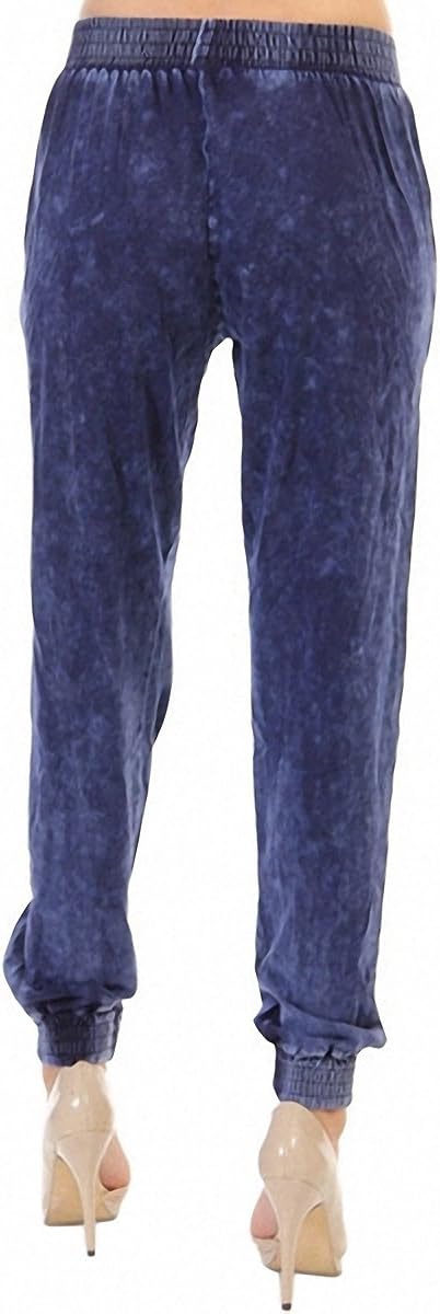 ToBeInStyle Women's Mineral Washed Denim Joggers - Navy - M-L - Image 3